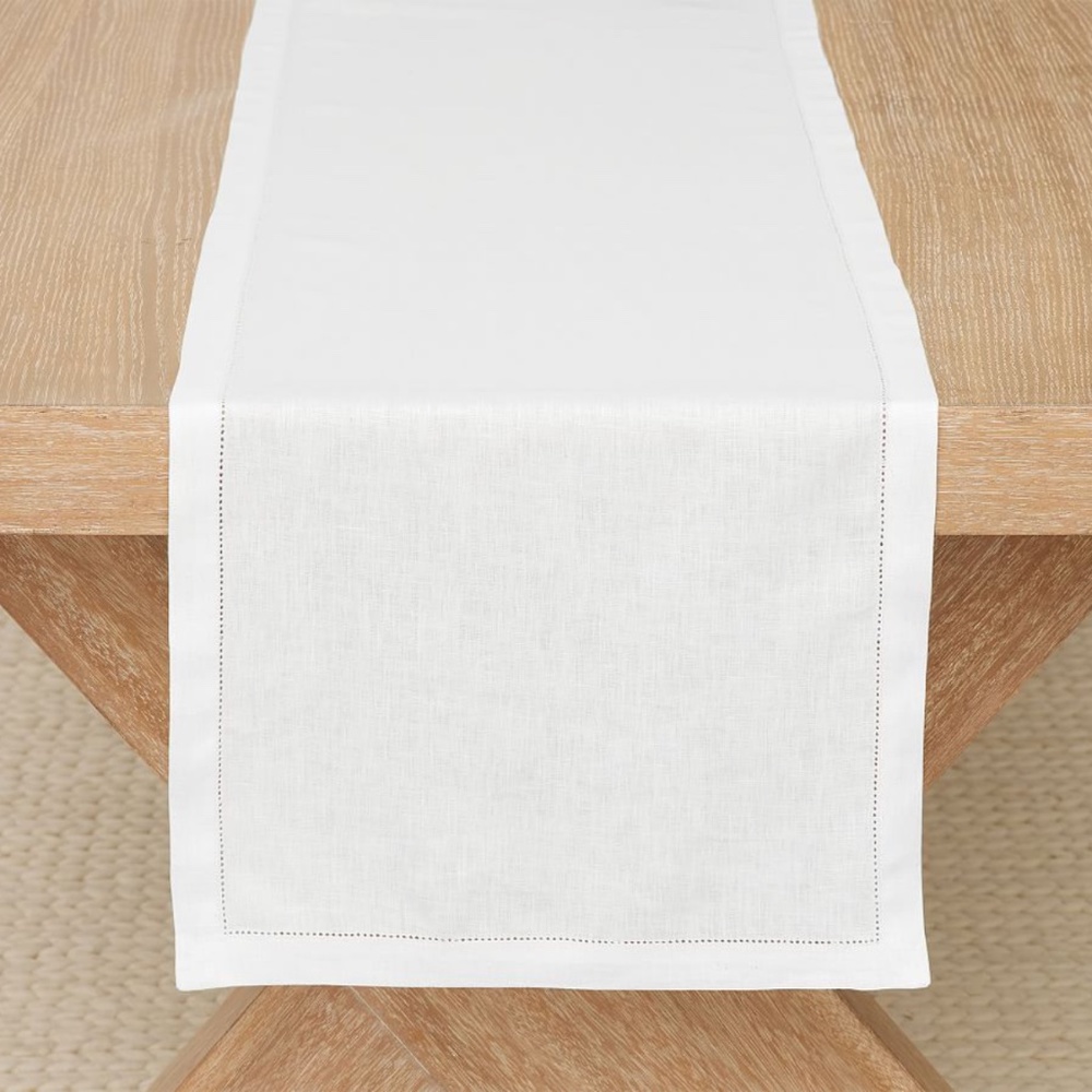 Pottery Barn linen table runner 16x108, off-white, EUC